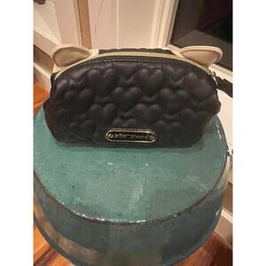 Betsey Johnson Quilted Hearts Cat ear Handbag Black 7x4x2